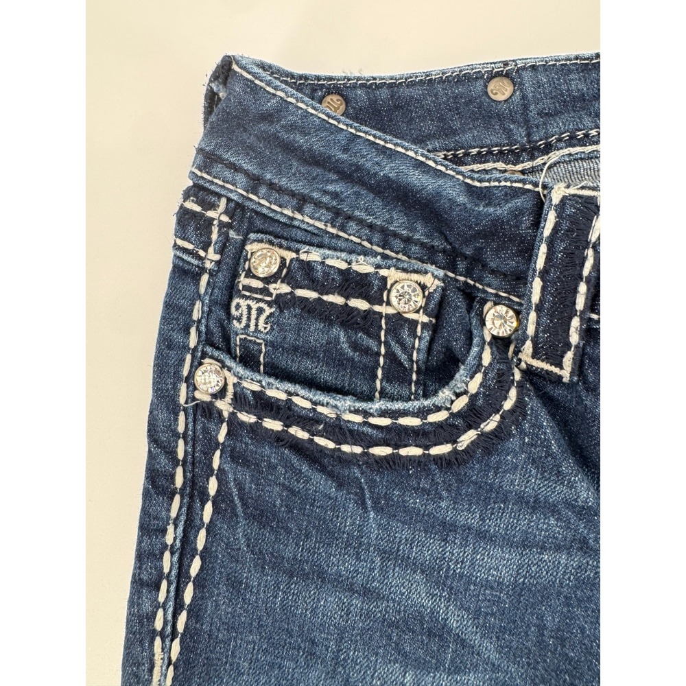 Miss Me Bradbury Bootcut Jeans Womens 28 Blue Crystal Embellished Flap Pocket - Picture 7 of 16